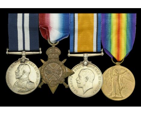 The Dardanelles D.S.M. group of four awarded to Able Seaman William Longworth, Royal Navy, a volunteer in Majestic’s daring P