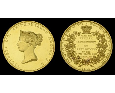 A rare Sea Gallantry (Foreign Services) gold life saving medal awarded in 1845 to Captain Buntin of the U.S.S. Euphrasia  Sea