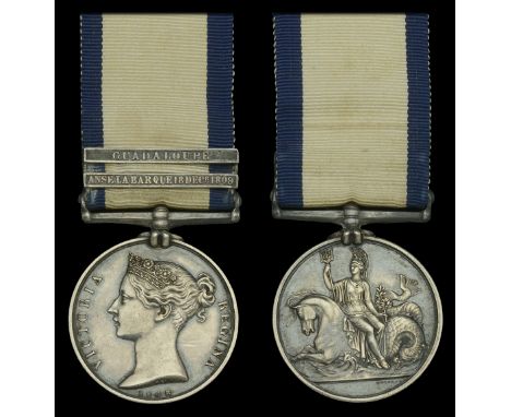 The 2-clasp Naval General Service medal awarded to Rear-Admiral Alexander Montgomerie, Royal Navy, Lieutenant in the Sceptre 