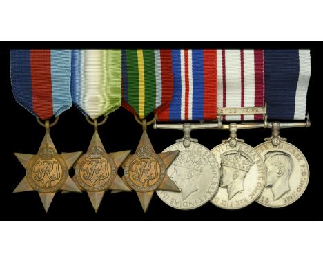 The Yangtze incident group of six awarded to Leading Seaman T. S. Mullins, Royal Navy, who was ‘blown clean off’ the gun plat