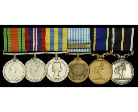 The poignant post-War Stanhope Gold Medal group of six awarded to Petty Officer (Upper Yardman Air) I. L. Beale, Royal Navy, 