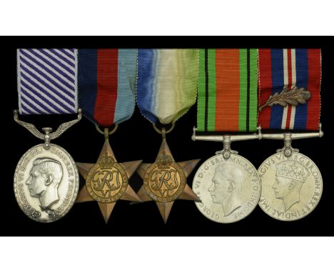 The impressive Second War Mosquito pilot’s immediate D.F.M. group of five awarded to Warrant Officer L. C. Doughty, Royal Air