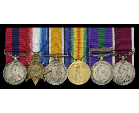 Family group:  The extremely rare and unusual Iraq 1920 operations D.C.M. group of six awarded to Sergeant C. Downs, Royal Ga