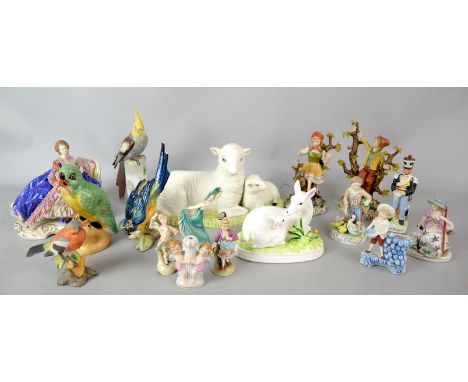 Dresden style porcelain figures and others together with animal groups .Being sold on behalf of Cystic Fibrosis &amp; GUTS Fi