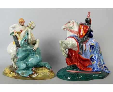 Two Royal Doulton figures entitled St. George (HN2051) and The Broken Lance (HN2041) second quality. (2).   