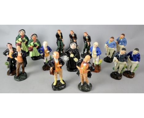 Sixteen Royal Doulton Disckens character figures to include Uriah Heep (HN2101, HN1892 and HN1892), Fat Boy (HN555 af, HN2096
