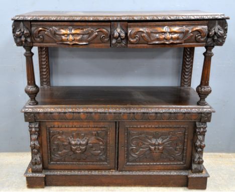 Carved oak buffet .   