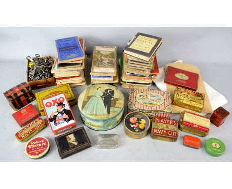 Collection of vintage, Ordnance Survey, Bartholomews and other Road Maps, vintage tins, box of keys and loose stamps.   