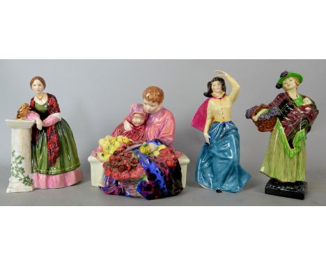 Four Royal Doulton figures to include Grace Darling (HN3089), Any Old Lavender (HN1373), Flower Sellers Children (HN1342) and