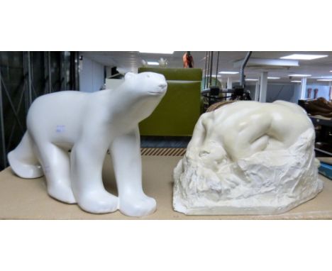 Plaster model of a Polar Bear and a plaster model of a kneeling nude figure (a/f)Being sold on behalf of Cystic Fibrosis &amp