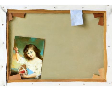 Gerald Norden (British, 1912-2000), Back of a painting with portrait, oil on board signed and dated 91, 30cm x 41cm.   
