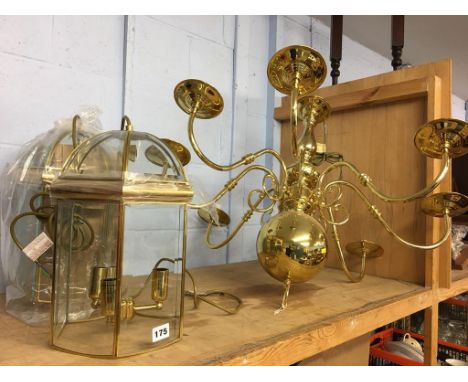 A brass light fitting and two others (3)