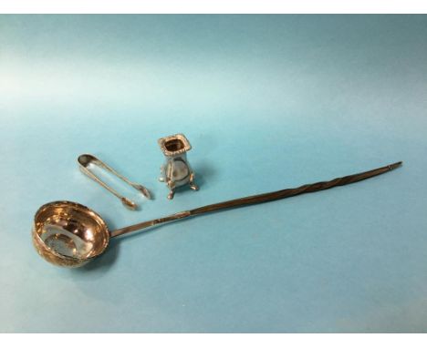 A Toddy ladle, sugar tongs etc.