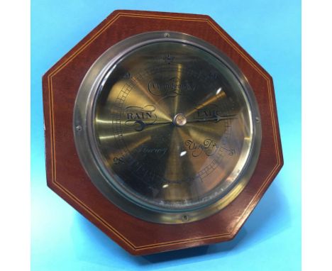 An octagonal mahogany barometer