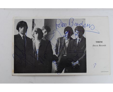 AUTOGRAPHS: A collection of original autographs to include signature from; Them (Band), complete set of band signatures on Fa