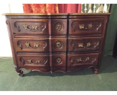 A French Serpentine Front Commode Chest of Heavy Construction with Two Short Top Drawers Either Side Small Drawer and Two Lon