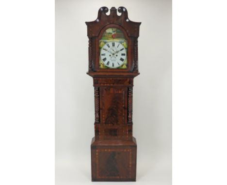 A Victorian mahogany eight day longcase clock the 14 inch arched enamel dial signed 'Fred Fraser, Wrexham' under a subsidiary