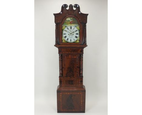 A Victorian mahogany eight day longcase clock the 14 inch arched enamel dial signed 'Fred Fraser, Wrexham' under a subsidiary