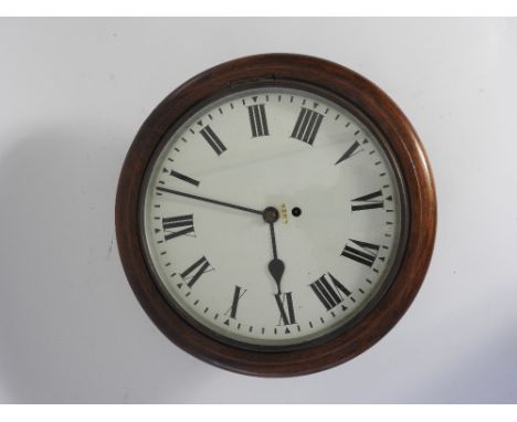 A mahogany cased railway single fusee wall timepiece the 11.5 inch with enamel dial painted LNER (London and North Eastern Ra
