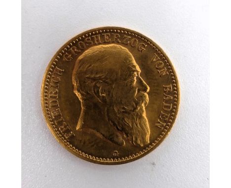 Kaiserreich Goldmünze - Baden, 10 Mark 1907 G, Jaeger 190 