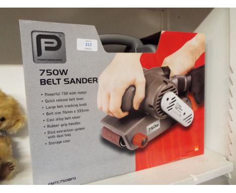 A Proformance 750W belt sander, boxed