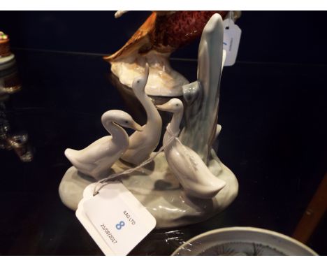 A Nao figural group of 'Geese', marks to base