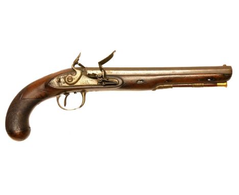 Flintlock holster pistol by Collis Flintlock 22 bore holster pistol by Collis, 9-inch barrel, Birmingham proof marks, the loc