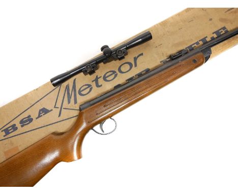 Boxed BSA Meteor .22 air rifle with telescope  Boxed BSA Meteor .22 air rifle, 18inch break barrel, serial number T21001, to 