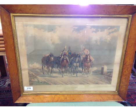 PRINT "ENGLISH POST BOYS" IN MAPLE FRAME, 44 X 34 CM 