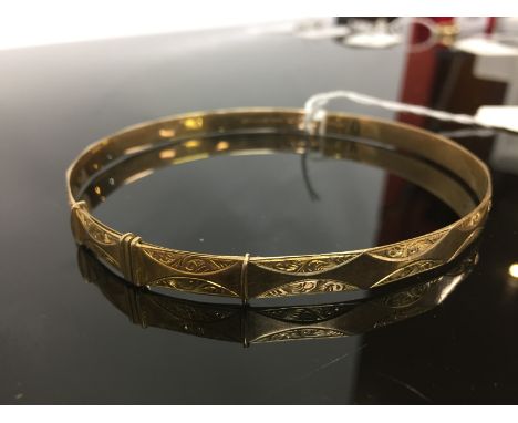 LARGE SIZE 9CT. GOLD BANGLE (APPROX. 20GMS.)
