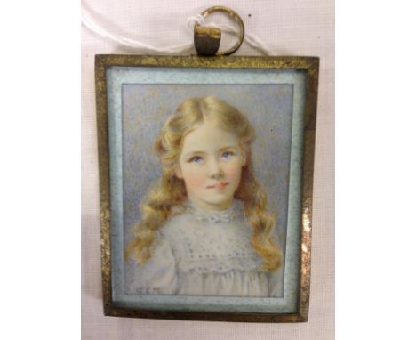 MINIATURE PORTRAIT OF YOUNG GIRL BEARING INITIALS G.E.M. 
