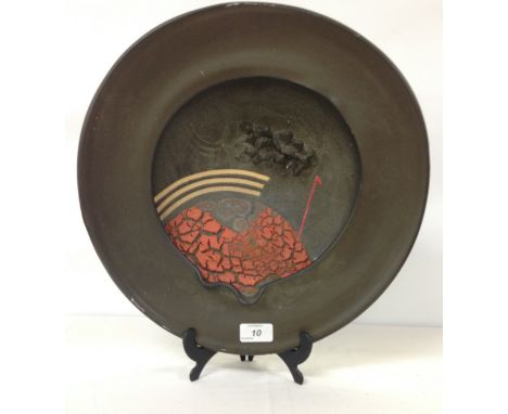 ART POTTERY BOWL, BY NEW ZEALAND ARTIST BRIAN GARTSIDE, 38 CM 