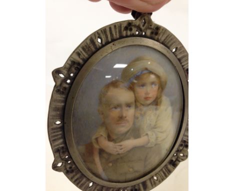 MINIATURE PORTRAIT OF SOLDIER AND YOUNG GIRL 