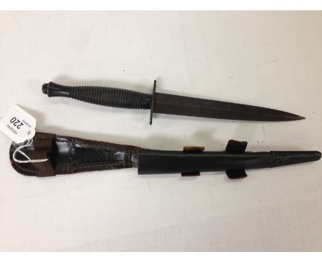 F AND S FIGHTING KNIFE IN SCABBARD 