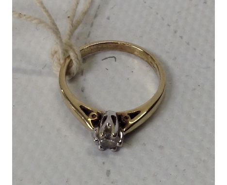 LADY'S 9CT GOLD & 0.75 CARAT DIAMOND SOLITAIRE RING SIZE K, 2 GRAMS, TOTAL WEIGHT 