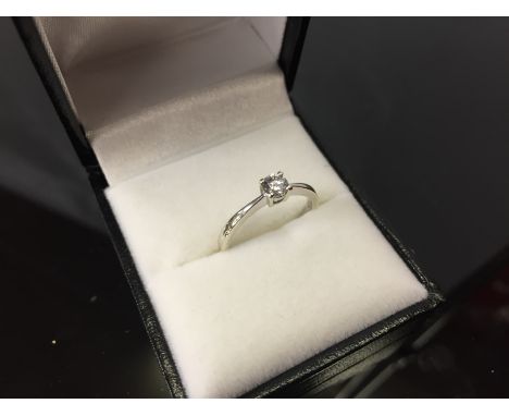 9CT GOLD SOLITAIRE DIAMOND RING, 1/4 CARAT BRILLIANT CUT ROUND DIAMOND IN A FOUR POST SETTING 