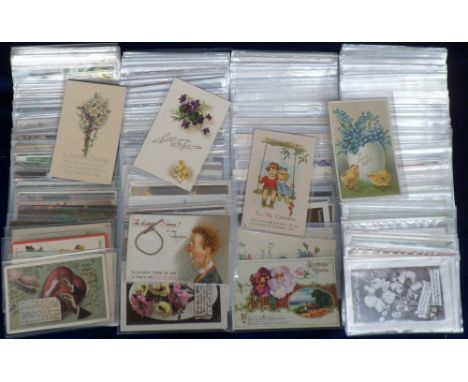 Postcards, Greetings, a collection of approx 500 cards, mainly Birthdays, the majority vintage but inc some modern (gd)