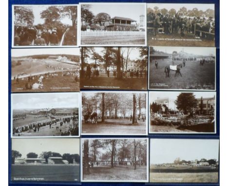 Postcards, Racecourses, a good RP selection of 12 cards of racecourses inc Plumpton, Musselburgh, Goodwood, Haydock Park (4),
