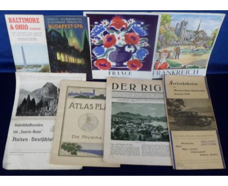 Railway Ephemera, a selection of brochures, 1930's onwards inc P.L.M. Atlas for the French Riviera circa 1912, Anglo-Hungaria