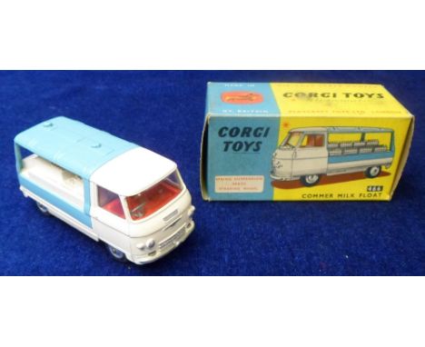 A Corgi Toys 466 Commer Milk Float, white body, red interior, blue back, spun hubs, in original box with club leaflet (near m