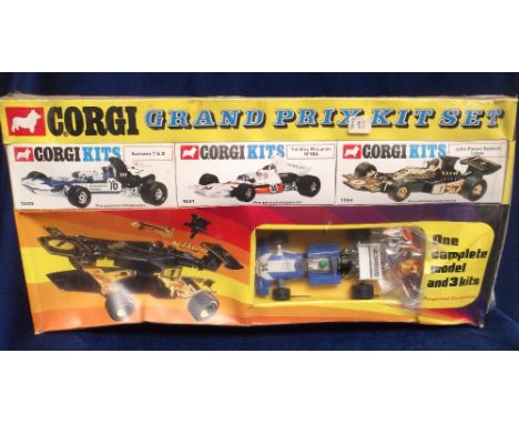 Corgi Toys GS30 Grand Prix Kit Set, comprising kit versions of 1500 Surtees TS9, 1501 Yardley McLaren M19A, 1504 JPS Lotus an