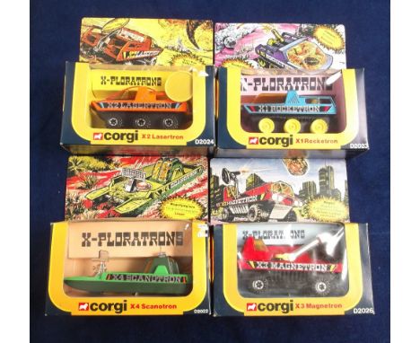 Corgi Toys X-Ploratrons, D2026 X3 Magnetron, D2023 X1 Rocketron, D2022 X4 Scanotron, D2024 X2 Lasertron, in original boxes (n