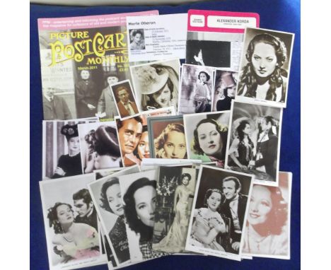 Postcards, Merle Oberon, a small mixed archive all relating to Merle Oberon inc vintage and modern postcards, cuttings, an ed