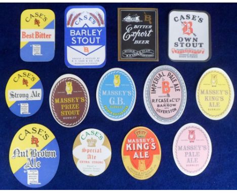 Beer labels, Massey's, Burnley, a selection of 25,  5 different, in varying degrees of duplication inc Golden Bitter Beer, et