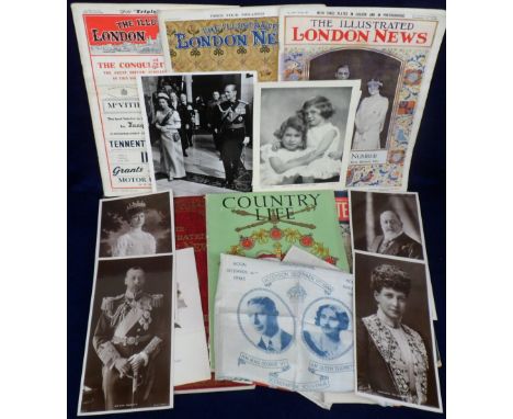 Royalty, selection, various ages inc silk square for Queen Victoria's Longest Reign, 1837-1897, George VI & Queen Elizabeth C