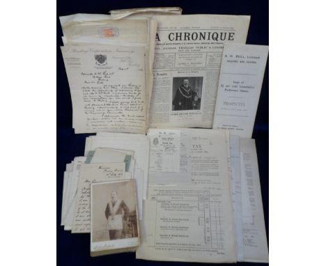 Ephemera, local interest, a vintage suitcase in distressed condition, containing an archive of papers relating to A H Bull, M