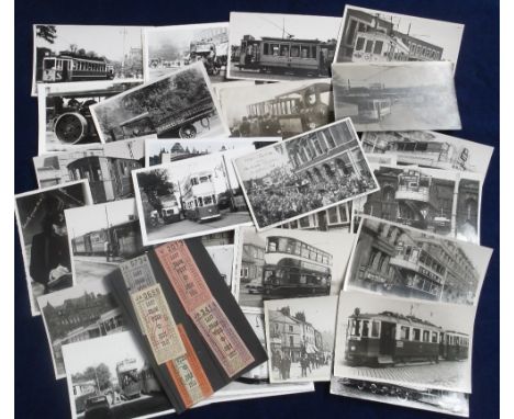 Postcard/Photographs, Trams, a printed card showing opening of the Maidstone Tramway on 14 Jul 1904 sold with 40+ b/w tram ph