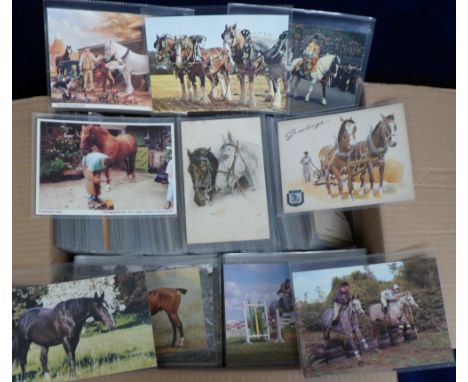 Postcards, Horses & Donkeys, assortment of vintage and modern cards, inc Art studies, photographic etc, mixed sizes, standard