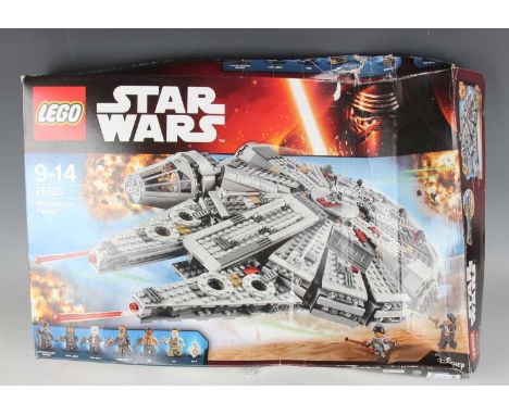 A Lego Star Wars No. 75105 Millenium Falcon, boxed with mini figures and manual, all parts in 1 to 9 numbered bags, boxed (co