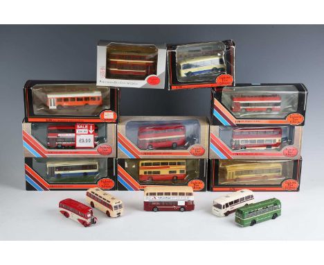 A collection of Gilbow Exclusive First Edition model buses and coaches, including No. 29614 Leyland Olympian B East Yorkshire
